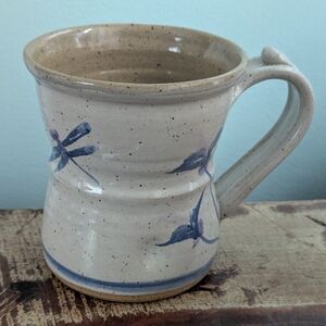 Stoneware Mug With Dragonfly Handmade, Down To Earth Pottery Maine